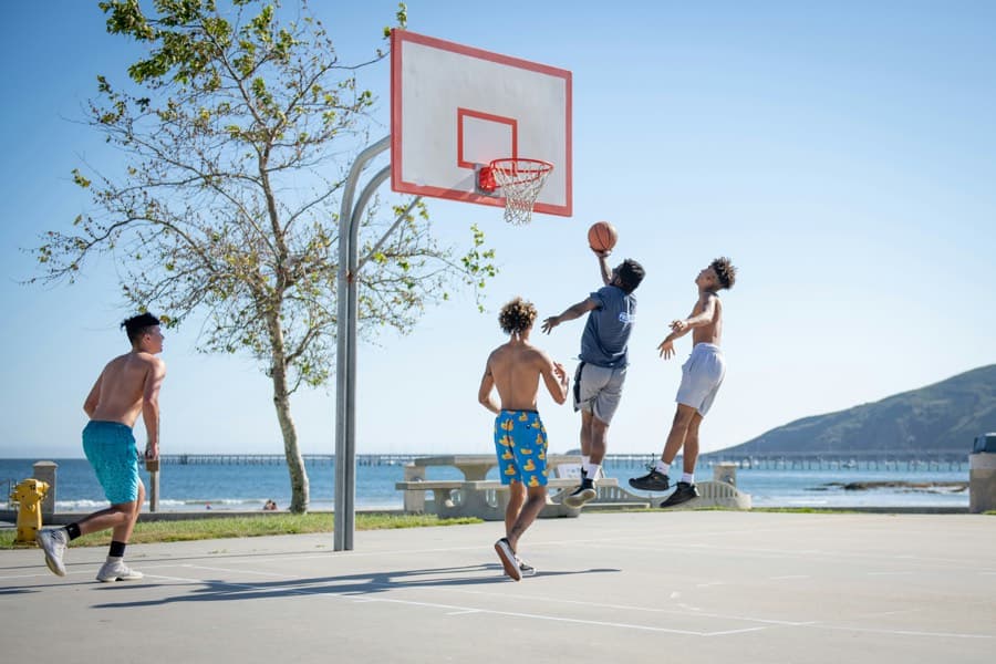 Pickup basketball by the beach